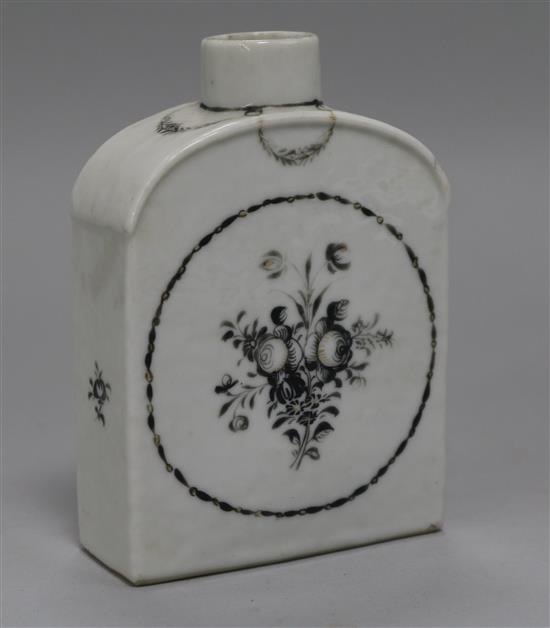 A Chinese Export tea caddy painted en giselle with flowers